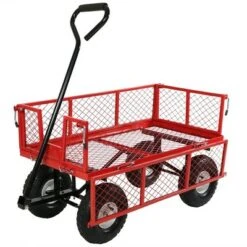 Sunnydaze Decor Sunnydaze Outdoor Lawn and Garden Heavy-Duty Steel Utility Cart with Removable Sides and Weather-Resistant Polyester Liner - Red -Gardening Official Shop unnamed file 1006