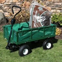 Sunnydaze Decor Sunnydaze Outdoor Lawn and Garden Heavy-Duty Steel Dump Cart with Removable Sides and Weather-Resistant Polyester Liner - Green -Gardening Official Shop unnamed file 1016
