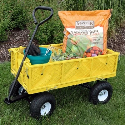 Sunnydaze Decor Sunnydaze Outdoor Lawn and Garden Heavy-Duty Steel Utility Cart with Removable Sides and Weather-Resistant Polyester Liner - Yellow 1 Sunnydaze Decor Sunnydaze Outdoor Lawn and Garden Heavy-Duty Steel Utility Cart with Removable Sides and Weather-Resistant Polyester Liner - Yellow