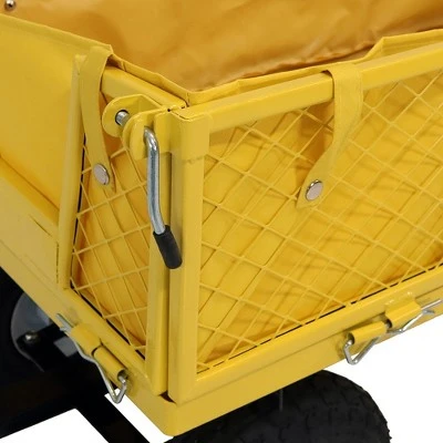 Sunnydaze Decor Sunnydaze Outdoor Lawn and Garden Heavy-Duty Steel Utility Cart with Removable Sides and Weather-Resistant Polyester Liner - Yellow 2 Sunnydaze Decor Sunnydaze Outdoor Lawn and Garden Heavy-Duty Steel Utility Cart with Removable Sides and Weather-Resistant Polyester Liner - Yellow - Image 2