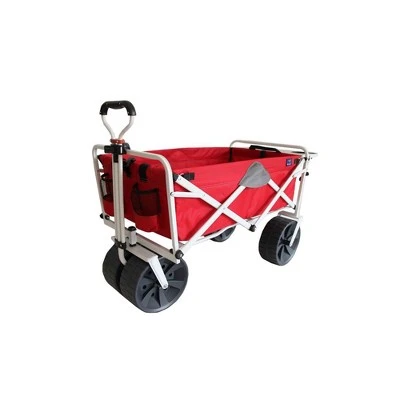 Mac Sports Heavy Duty Steel Frame Collapsible Folding 150Lb Capacity Outdoor Beach Garden Utility Wagon Cart w/ 4 All Terrain Wheels & Table, Red/Grey 1 Mac Sports Heavy Duty Steel Frame Collapsible Folding 150Lb Capacity Outdoor Beach Garden Utility Wagon Cart w/ 4 All Terrain Wheels & Table, Red/Grey