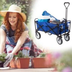 Nature Spring Collapsible Utility Wagon for Camping, Gardening, Landscaping, and Shopping - 34.5" x 20", Blue -Gardening Official Shop unnamed file 1109