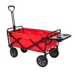 Mac Sports Folding Outdoor Garden Utility Wagon Cart w/ Table (1 Red, 1 Blue)