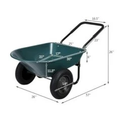 Costway 2 Tire Wheelbarrow Cart Heavy-duty Dolly Utility Cart Green -Gardening Official Shop unnamed file 1124