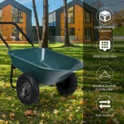 Costway 2 Tire Wheelbarrow Cart Heavy-duty Dolly Utility Cart Green -Gardening Official Shop unnamed file 1125