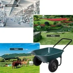 Costway 2 Tire Wheelbarrow Cart Heavy-duty Dolly Utility Cart Green -Gardening Official Shop unnamed file 1128