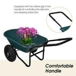 Costway 2 Tire Wheelbarrow Cart Heavy-duty Dolly Utility Cart Green -Gardening Official Shop unnamed file 1129