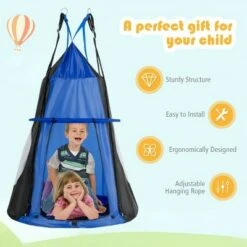 Costway 40'' Kids Hanging Chair Swing Tent Set Hammock Nest Pod Seat -Gardening Official Shop unnamed file 1160
