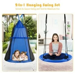 Costway 40'' Kids Hanging Chair Swing Tent Set Hammock Nest Pod Seat -Gardening Official Shop unnamed file 1161