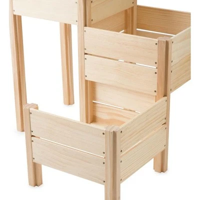 HearthSong Grow With Me Triple Garden Pine Wood Planter with Fabric Liners For Kids Gardening 10 HearthSong Grow With Me Triple Garden Pine Wood Planter with Fabric Liners For Kids Gardening - Image 10