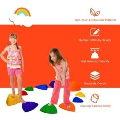 Costway 11pcs Kids Balance Stepping Stones w/ Non-Slip Bottom Indoor & Outdoor Toy -Gardening Official Shop unnamed file 1189