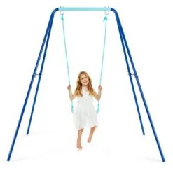 Costway Outdoor Kids Swing Set Heavy Duty Metal A-Frame w/ Ground Stakes -Gardening Official Shop unnamed file 1200
