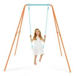 Costway Outdoor Kids Swing Set Heavy Duty Metal A-Frame w/ Ground Stakes -Gardening Official Shop unnamed file 1201