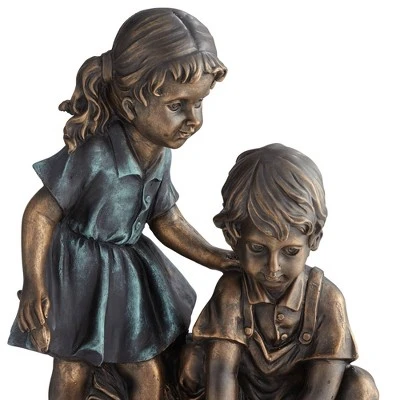 John Timberland Outdoor Floor Fountain with Light LED 26" High Two Kids Over Pond for Garden Patio Backyard Deck Home Porch House 2 John Timberland Outdoor Floor Fountain with Light LED 26" High Two Kids Over Pond for Garden Patio Backyard Deck Home Porch House - Image 2