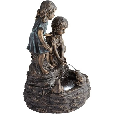 John Timberland Outdoor Floor Fountain with Light LED 26" High Two Kids Over Pond for Garden Patio Backyard Deck Home Porch House 5 John Timberland Outdoor Floor Fountain with Light LED 26" High Two Kids Over Pond for Garden Patio Backyard Deck Home Porch House - Image 5