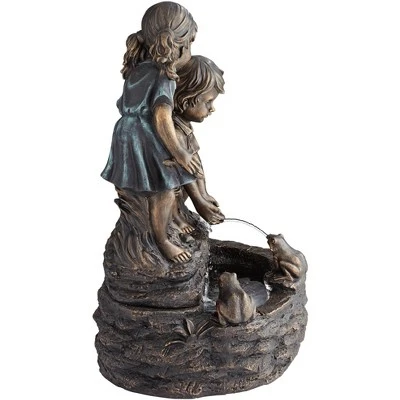 John Timberland Outdoor Floor Fountain with Light LED 26" High Two Kids Over Pond for Garden Patio Backyard Deck Home Porch House 6 John Timberland Outdoor Floor Fountain with Light LED 26" High Two Kids Over Pond for Garden Patio Backyard Deck Home Porch House - Image 6