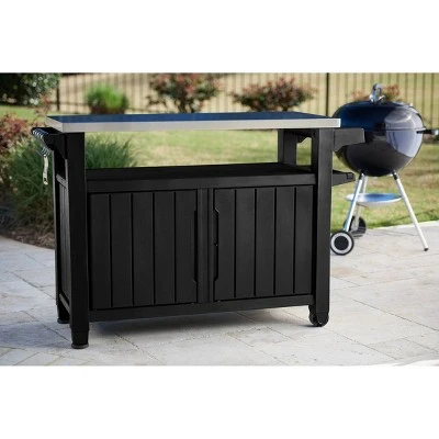 XL Unity Outdoor Patio Prep Station With Storage Graphite - Keter 1 XL Unity Outdoor Patio Prep Station With Storage Graphite - Keter