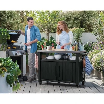 XL Unity Outdoor Patio Prep Station With Storage Graphite - Keter 8 XL Unity Outdoor Patio Prep Station With Storage Graphite - Keter - Image 8