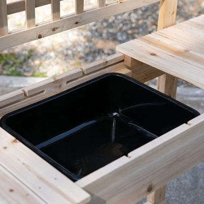 Outsunny 39'' Wooden Garden Potting Bench Work Table with Hidden Storage Sliding Tabletop Below Clapboard Upper Shelf - Natural 6 Outsunny 39'' Wooden Garden Potting Bench Work Table with Hidden Storage Sliding Tabletop Below Clapboard Upper Shelf - Natural - Image 6