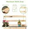 Best Choice Products Outdoor Garden Wooden Potting Bench Work Station w/ Metal Table Top, Cabinet - Natural