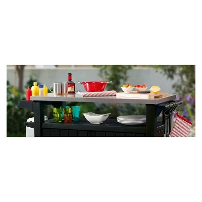 XL Unity Outdoor Patio Prep Station With Storage Brown - Keter 5 XL Unity Outdoor Patio Prep Station With Storage Brown - Keter - Image 5