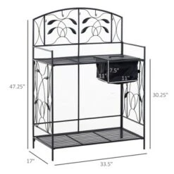 Outsunny Outdoor Folding Metal Potting Bench Work Table with Build-In Bag with Cover 5 Hanging Hooks & Open Shelf -Gardening Official Shop unnamed file 1344