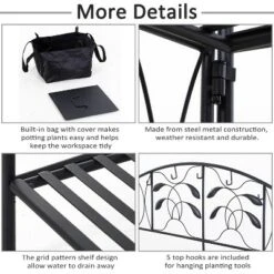Outsunny Outdoor Folding Metal Potting Bench Work Table with Build-In Bag with Cover 5 Hanging Hooks & Open Shelf -Gardening Official Shop unnamed file 1345