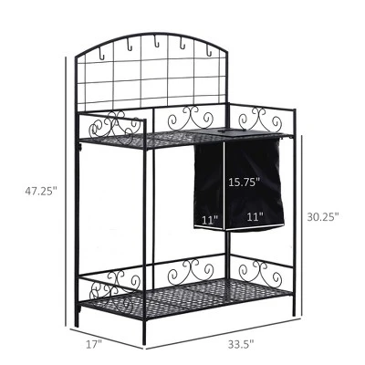 Outsunny Outdoor Folding Metal Potting Bench Work Table with Large Build-In Bag with Cover 5 Hanging Hooks & Shelf 4 Outsunny Outdoor Folding Metal Potting Bench Work Table with Large Build-In Bag with Cover 5 Hanging Hooks & Shelf - Image 4