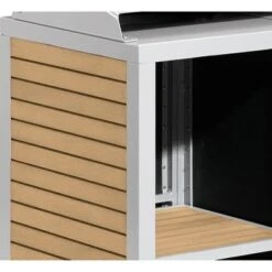 Travira Host Stand Base Shelves with Topper Flint/Natural Tekwood - Oxford Garden