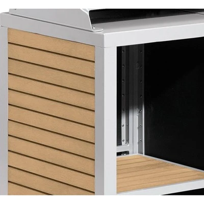 Travira Host Stand Base Shelves with Topper Flint/Natural Tekwood - Oxford Garden 1 Travira Host Stand Base Shelves with Topper Flint/Natural Tekwood - Oxford Garden