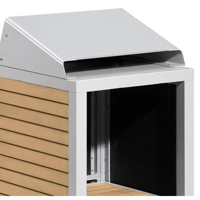 Travira Host Stand Base Shelves with Topper Flint/Natural Tekwood - Oxford Garden 2 Travira Host Stand Base Shelves with Topper Flint/Natural Tekwood - Oxford Garden - Image 2