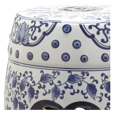 Bayonne Garden Stool - Blue/White - Safavieh 1 Bayonne Garden Stool - Blue/White - Safavieh