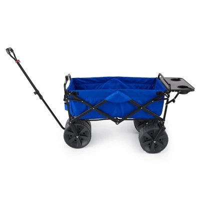 Mac Sports Heavy Duty Steel Frame Collapsible Folding 150-Lb Capacity Outdoor Beach Garden Utility Wagon Cart with 4 All Terrain Wheels & Table, Blue 3 Mac Sports Heavy Duty Steel Frame Collapsible Folding 150-Lb Capacity Outdoor Beach Garden Utility Wagon Cart with 4 All Terrain Wheels & Table, Blue - Image 3