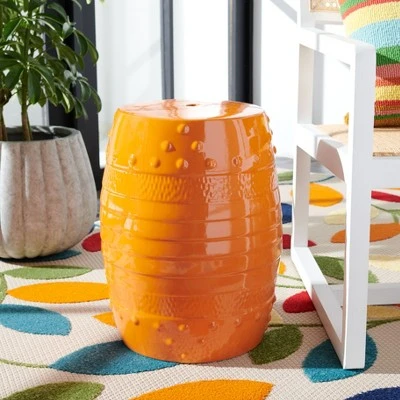 Frisco Garden Stool - Orange - Safavieh 1 Frisco Garden Stool - Orange - Safavieh