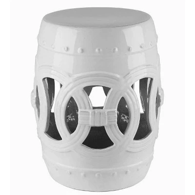 Moroccan Ceramic Garden Stool - Abbyson Living White 4 Moroccan Ceramic Garden Stool - Abbyson Living White - Image 4