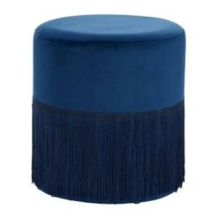 Fringe Stool Cylinder Shaped Polyester - Olivia & May Black -Gardening Official Shop unnamed file 1445