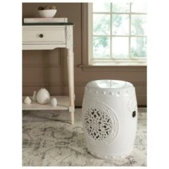 Flower Drum Garden Stool - White - Safavieh