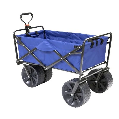 Mac Sports Heavy Duty Steel Frame Collapsible Folding 150 Pound Capacity Outdoor Beach Garden Utility Wagon Cart with 4 All Terrain Wheels, Blue/Black 2 Mac Sports Heavy Duty Steel Frame Collapsible Folding 150 Pound Capacity Outdoor Beach Garden Utility Wagon Cart with 4 All Terrain Wheels, Blue/Black - Image 2