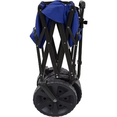 Mac Sports Heavy Duty Steel Frame Collapsible Folding 150 Pound Capacity Outdoor Beach Garden Utility Wagon Cart with 4 All Terrain Wheels, Blue/Black 5 Mac Sports Heavy Duty Steel Frame Collapsible Folding 150 Pound Capacity Outdoor Beach Garden Utility Wagon Cart with 4 All Terrain Wheels, Blue/Black - Image 5