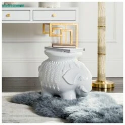 Elephant Garden Stool - White - Safavieh