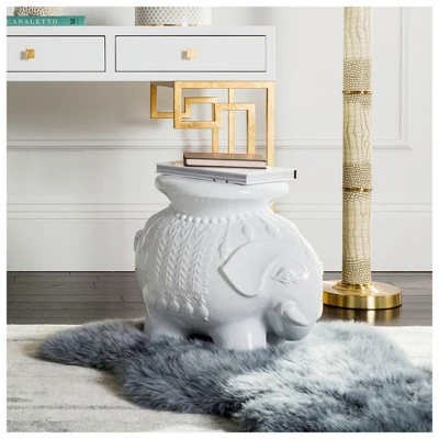 Elephant Garden Stool - White - Safavieh 1 Elephant Garden Stool - White - Safavieh