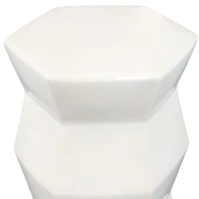 Sunnydaze Decor Sunnydaze Moderno Geometric Ceramic Decorative Garden Stool - 17.25" - White 2 Sunnydaze Decor Sunnydaze Moderno Geometric Ceramic Decorative Garden Stool - 17.25" - White - Image 2