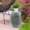 Outsunny 13" x 18" Ceramic Side Table Garden Stool with Knotted Ring Design & Glazed Strong Materials -Gardening Official Shop unnamed file 1531