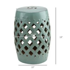 Outsunny 13" x 18" Ceramic Side Table Garden Stool with Knotted Ring Design & Glazed Strong Materials -Gardening Official Shop unnamed file 1534