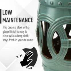 Outsunny 14" x 17" Ceramic Side Table Garden Stool with Knotted Ring Design & Glazed Strong Materials 14 Outsunny 14" x 17" Ceramic Side Table Garden Stool with Knotted Ring Design & Glazed Strong Materials -Gardening Official Shop unnamed file 1557