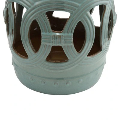 Outsunny 14" x 17" Ceramic Side Table Garden Stool with Knotted Ring Design & Glazed Strong Materials 7 Outsunny 14" x 17" Ceramic Side Table Garden Stool with Knotted Ring Design & Glazed Strong Materials - Image 7