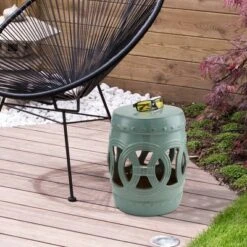 Outsunny 14" x 17" Ceramic Side Table Garden Stool with Knotted Ring Design & Glazed Strong Materials 17 Outsunny 14" x 17" Ceramic Side Table Garden Stool with Knotted Ring Design & Glazed Strong Materials -Gardening Official Shop unnamed file 1560