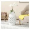 White Circle Lattice Garden Stool - White - Safavieh