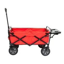 Mac Sports Heavy Duty Steel Frame Collapsible Folding 150 Pound Capacity Outdoor Garden Utility Wagon Yard Cart with Table and Cup Holders, Red -Gardening Official Shop unnamed file 158