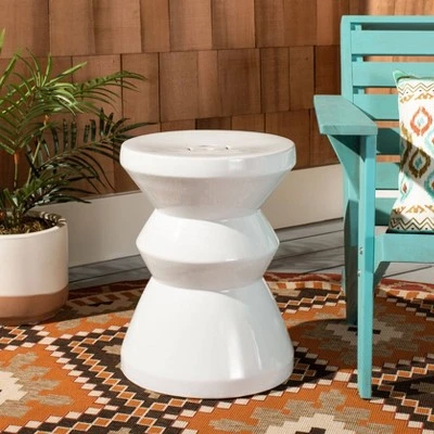 Larsa Garden Stool - White - Safavieh 1 Larsa Garden Stool - White - Safavieh